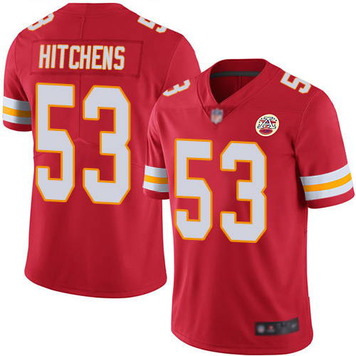 Men Kansas City Chiefs 53 Hitchens Anthony Red Team Color Vapor Untouchable Limited Player Nike NFL Jersey